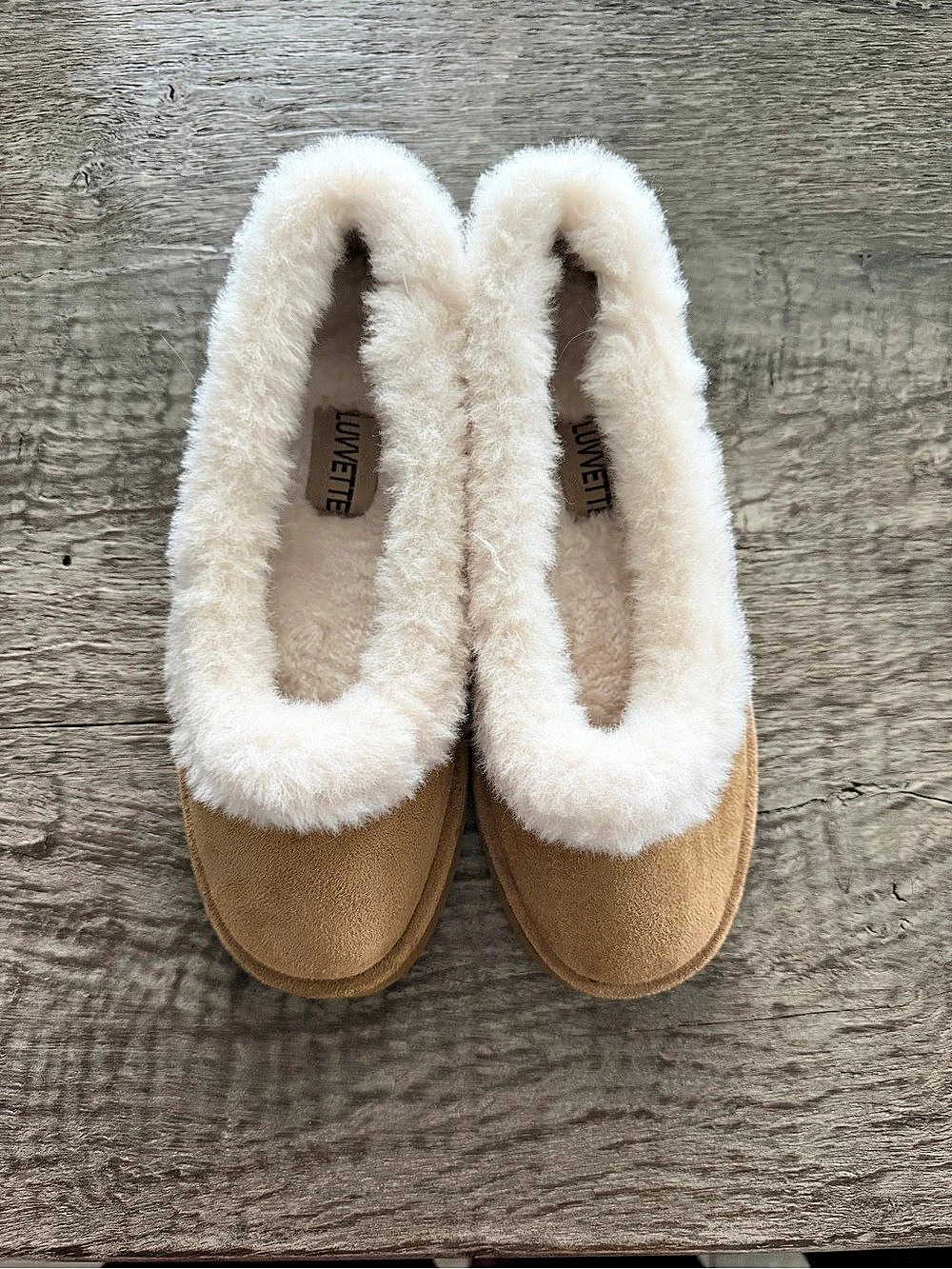 Luvette Plush Lined Brown Slippers Like New